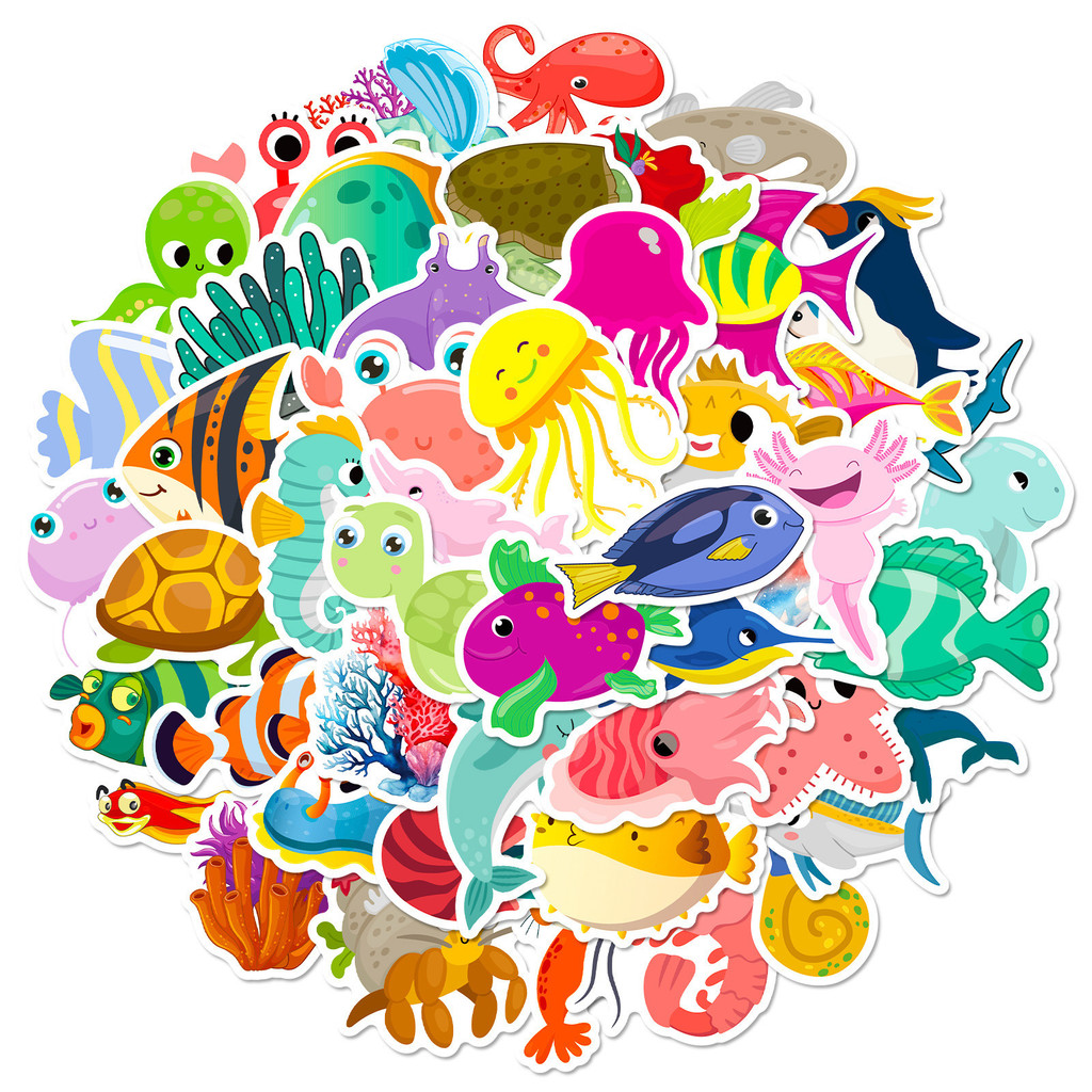 50Pcs Marine Life Stickers - C - Marine Life Aquariums avis et prix