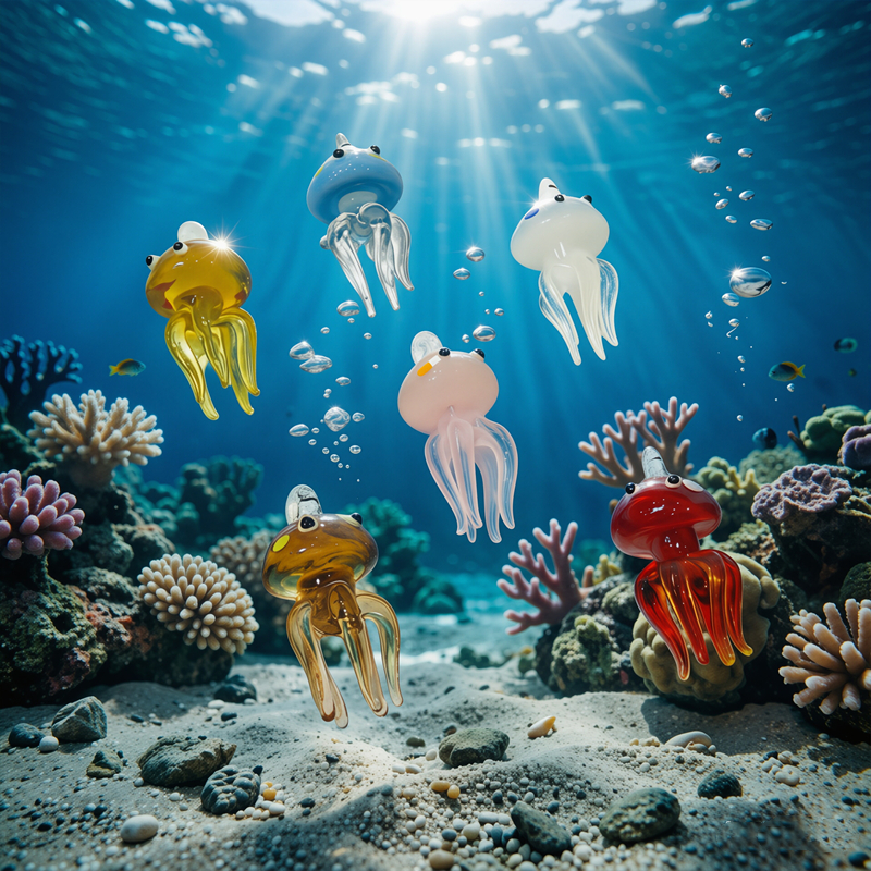 Colorful Mini Jellyfish Glass  - Marine Life Aquariums avis et prix
