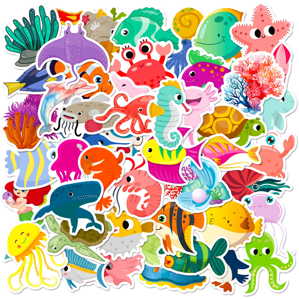50Pcs Marine Life Stickers Dol - Marine Life Aquariums avis et prix