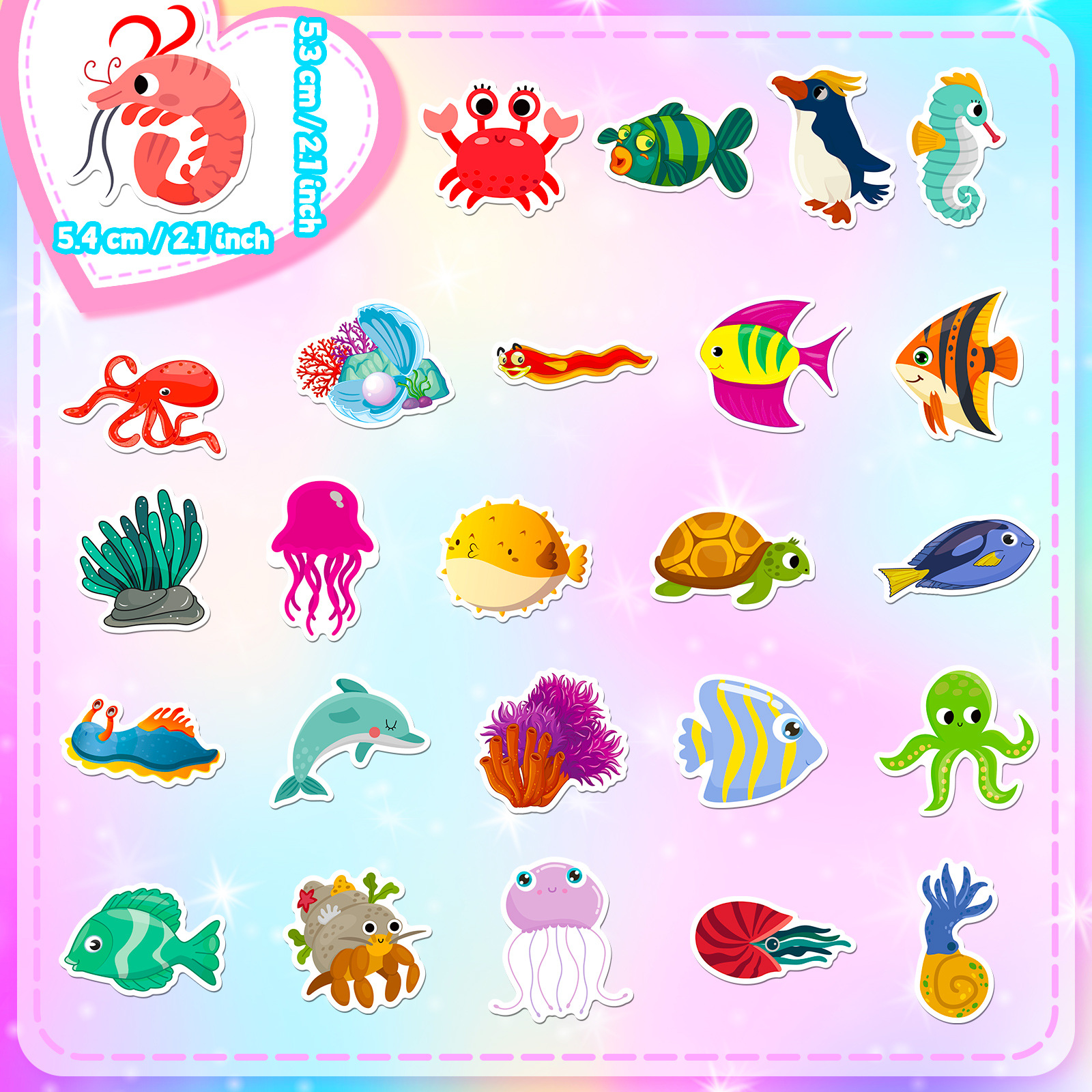 50Pcs Marine Life Stickers Aqu - Marine Life Aquariums avis et prix