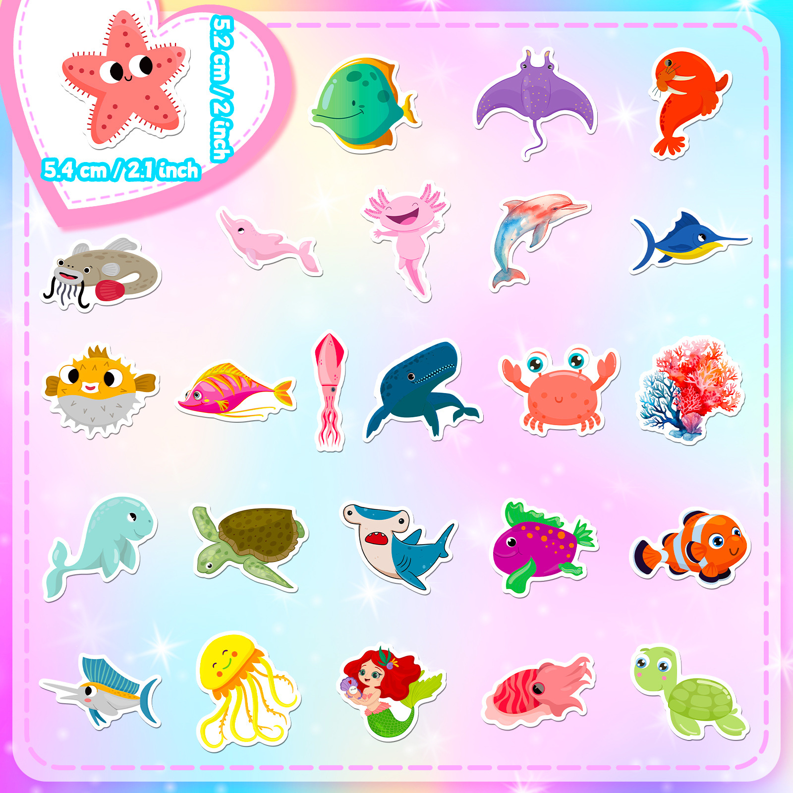 50Pcs Marine Life Stickers Aqu - Marine Life Aquariums avis et prix