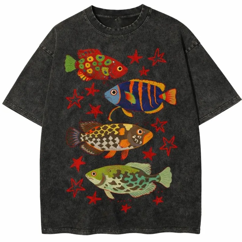 Vintage Washed Tropical Fish P - Marine Life Aquariums avis et prix